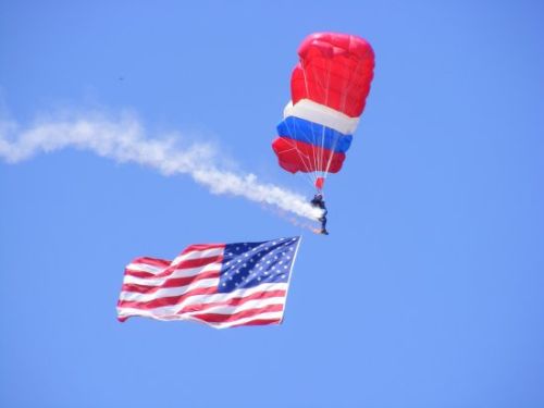 Parachutist met de Amerikaanse vlag