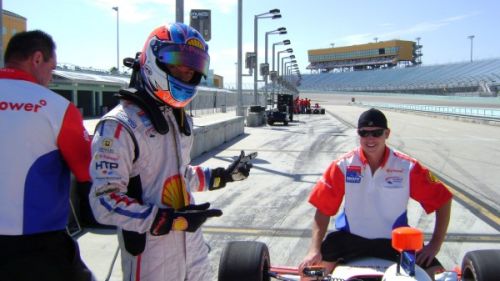 Junior  Strous tijdens zijn eerste Indy Lights test op Homestead