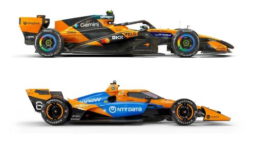 The McLaren MCL40 Formula 1 car vs. the McLaren DW12 IndyCar with the IR-18 universal aero kit