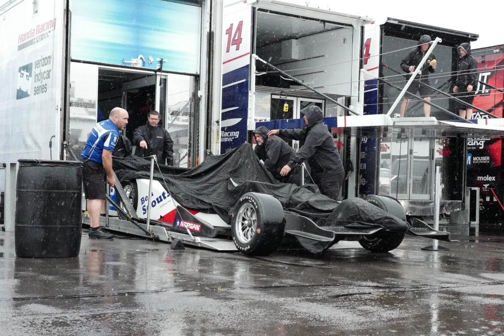 Regen op de Pocono Raceway