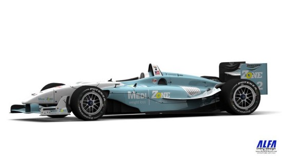 De kleurstelling van de wagen van Graham Rahal