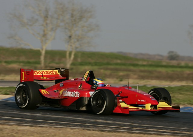 Sebastien Bourdais tijdens de open test op de MSR Houston