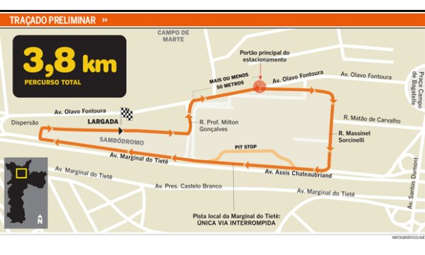 De voorgestelde lay-out voor de race in São Paulo