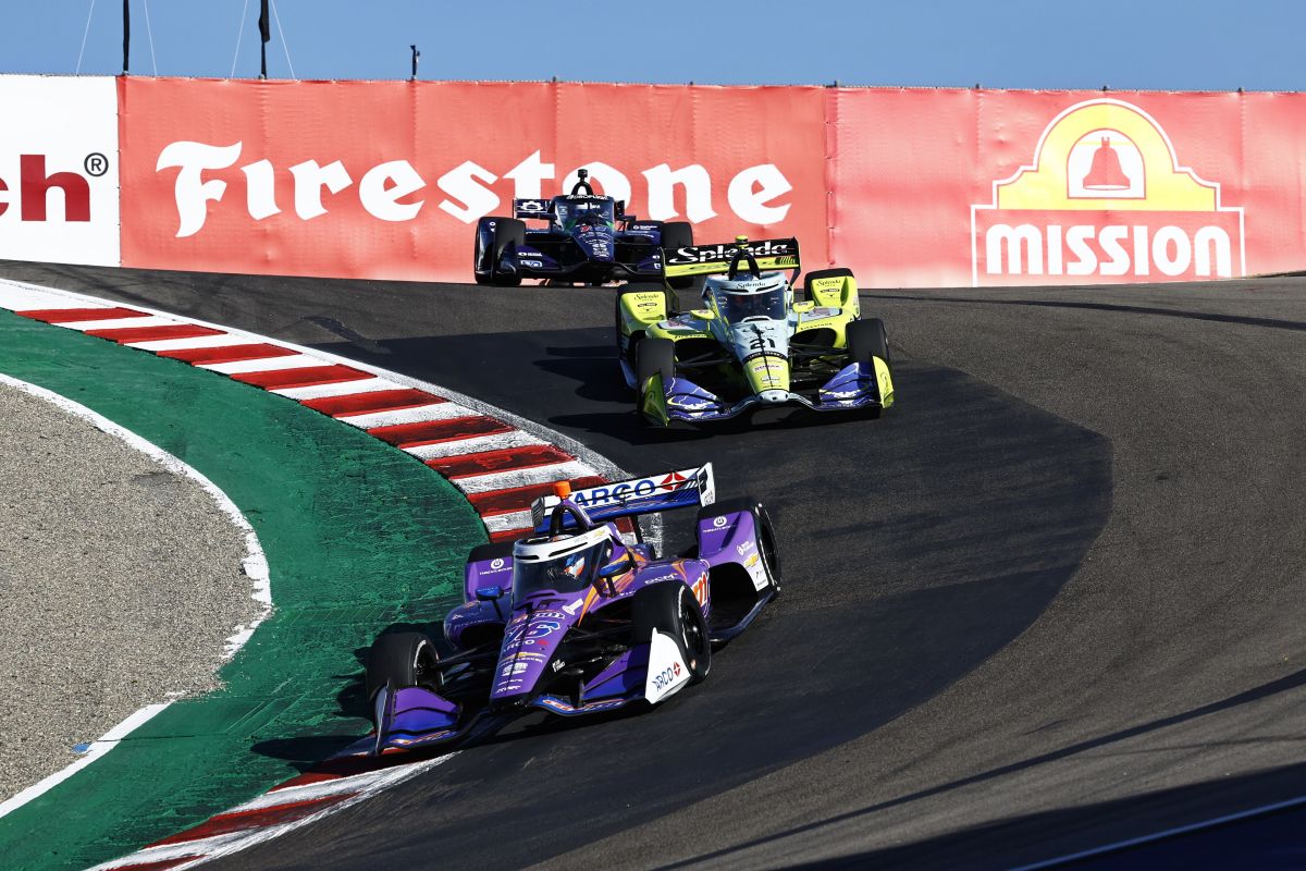 Rinus VeeKay voor Christian Rasmussen en Graham Rahal