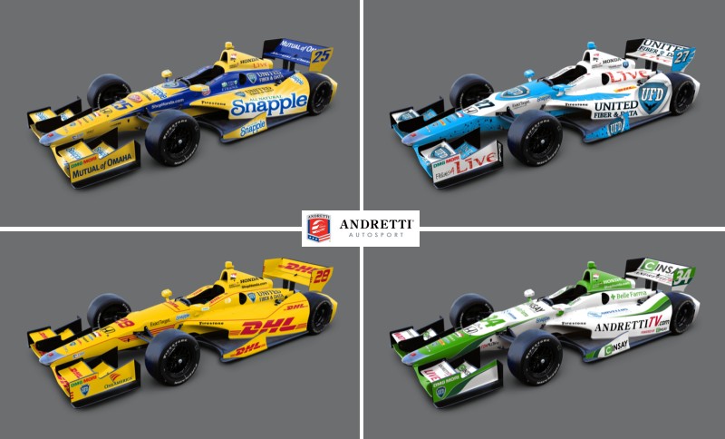 De 2014 kleurstellingen van Andretti Autosport
