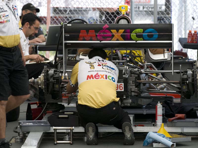 PCM Crew working on car, Milwaukee Mile