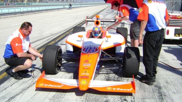 Junior  Strous tijdens zijn eerste Indy Lights test op Homestead
